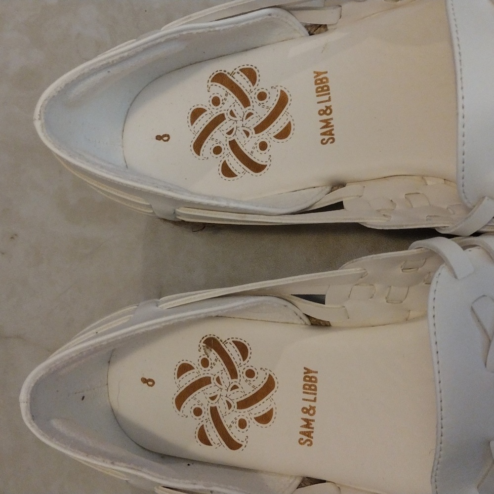Sam & Libby Cream Woven Espadrille Loafers - Picture 4 of 8
